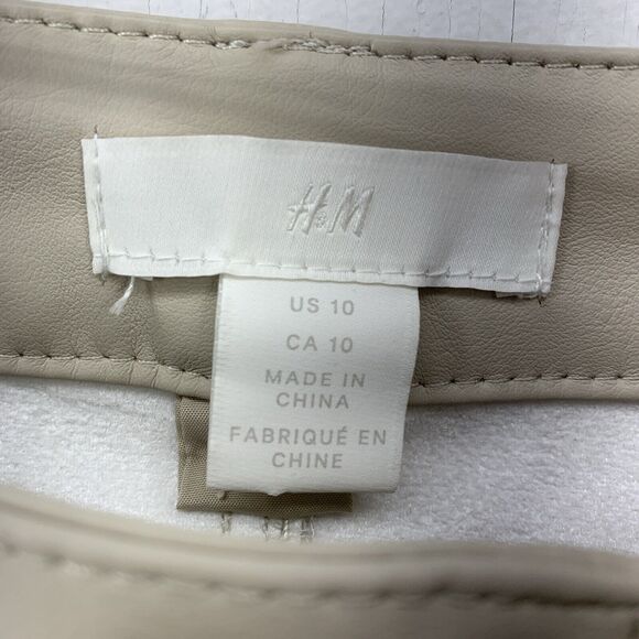 H&M Womens 10 Faux Leather Trousers Pants High Rise Festival Biker Moto Party - Picture 4 of 8